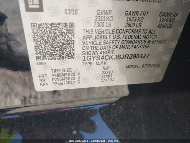 1GYS4CKJ6JR285427 Cadillac Escalade Premium Luxury