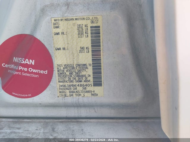 Nissan Altima 2.5 Sv 2017 1N4AL3AP8HC486405 Image 9