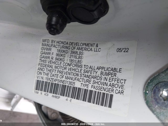Honda INSIGHT EX 2022 19XZE4F5XNE013825 Image 9