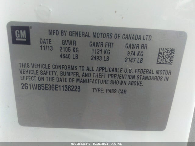 Chevrolet Impala Limited Lt 2014 2G1WB5E36E1136223 Image 9