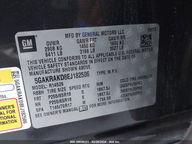 5GAKRAKD8EJ182506 Buick Enclave Convenience