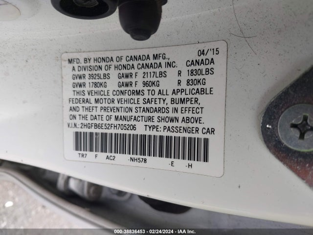 Honda CIVIC SI 2015 2HGFB6E52FH705206 Image 9