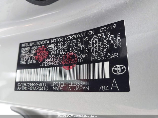Toyota Mirai 2019 JTDBVRBD7KA005918 Image 9