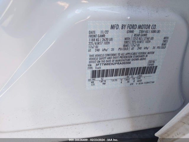 Ford Maverick Xl 2023 3FTTW8E92PRA00366 Image 9