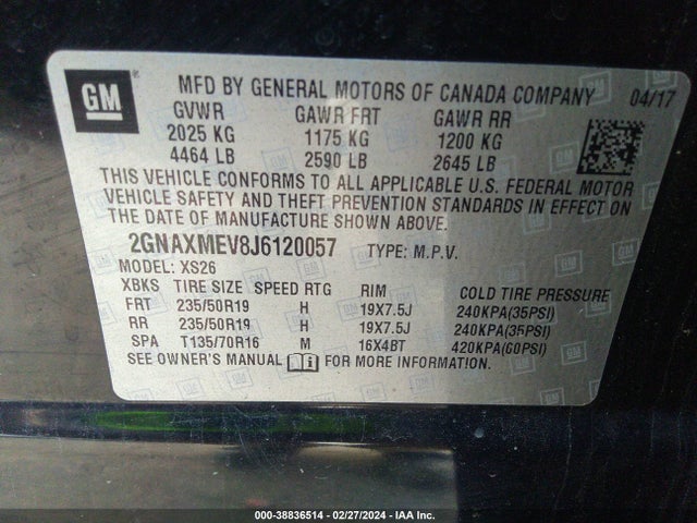 Chevrolet Equinox Premier 2018 2GNAXMEV8J6120057 Image 9