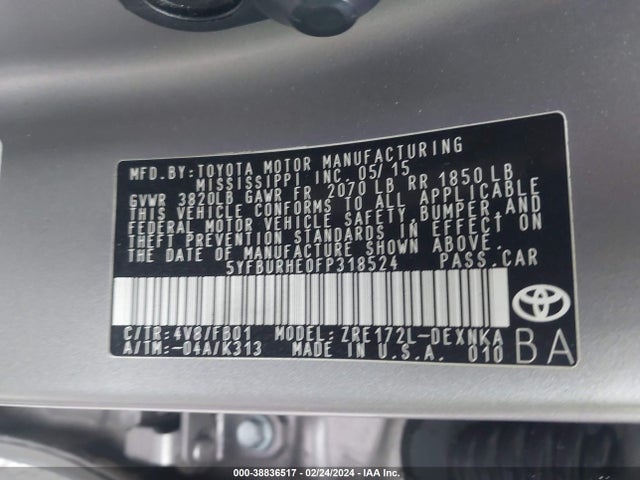Toyota Corolla Le Plus 2015 5YFBURHE0FP318524 Image 9