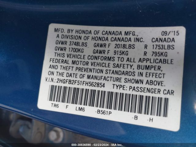 2HGFB2F51FH562854 Honda Civic Lx