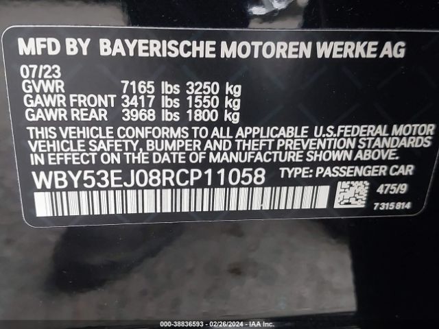 WBY53EJ08RCP11058 BMW I7 Xdrive60
