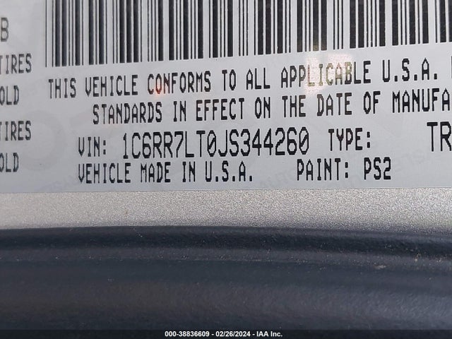 RAM 1500 Big Horn  4x4 5'7 Box 2018 1C6RR7LT0JS344260 Image 9