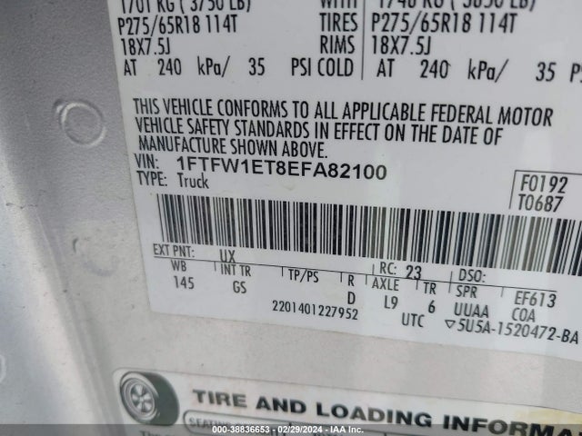 Ford F-150 Xlt 2014 1FTFW1ET8EFA82100 Image 9