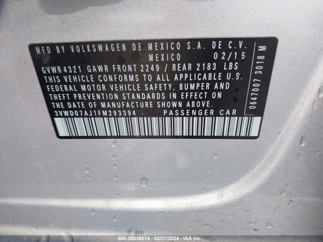 3VWD07AJ1FM293394 Volkswagen Jetta 1.8t Se