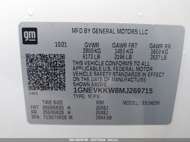 Chevrolet Traverse Awd Premier 2021 1GNEVKKW8MJ269715 Image 9