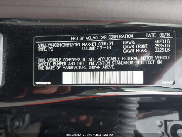 LYV402HK3HB127181 Volvo S60 Inscription T5