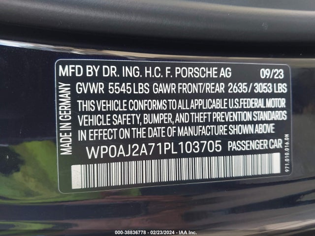 2023 PORSCHE PANAMERA WP0AJ2A71PL103705 Photo 8