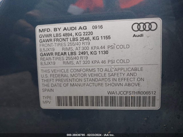 WA1JCCFS1HR006512 Audi Q3 2.0t Premium