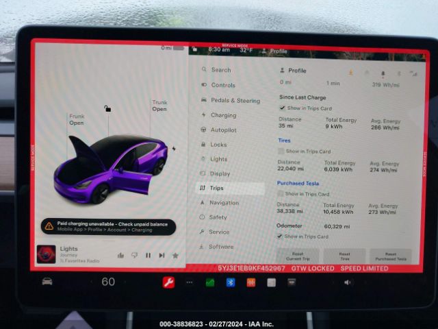 5YJ3E1EB9KF452967 Tesla Model 3 Long Range/performance
