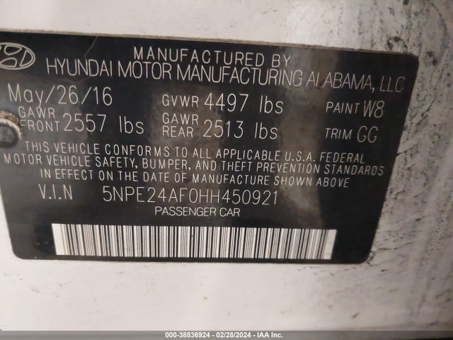 Hyundai SONATA SE 2017 5NPE24AF0HH450921 Image 9