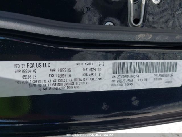 2C3CDXBG5JH279774 Dodge Charger Sxt Rwd