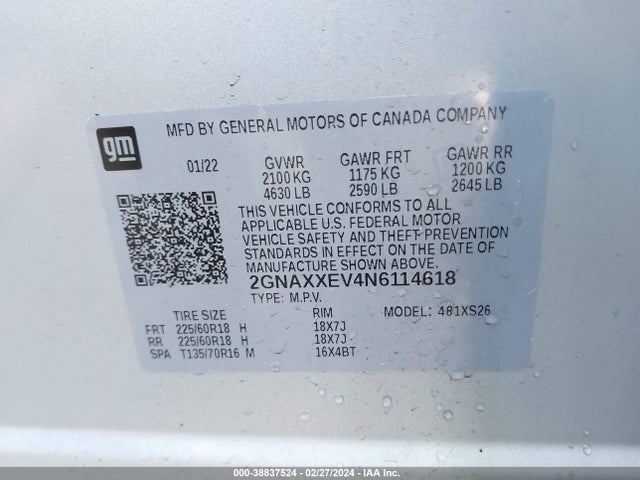 Chevrolet Equinox Awd Premier 2022 2GNAXXEV4N6114618 Image 9