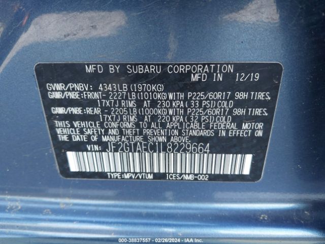 JF2GTAEC1L8229664 Subaru Crosstrek Premium