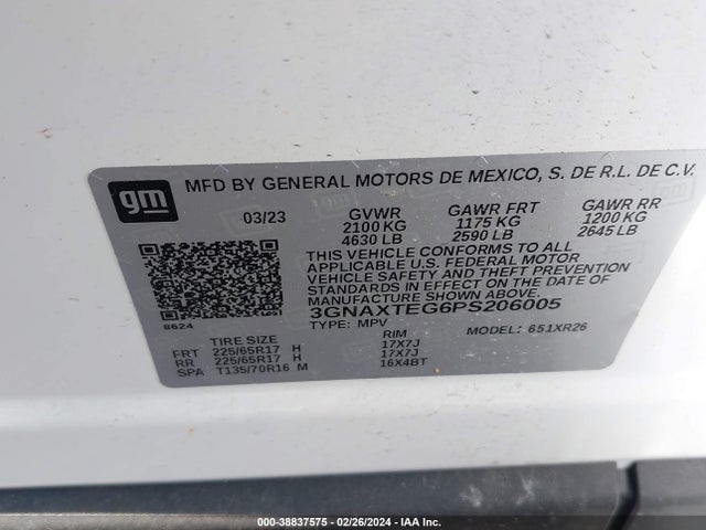 Chevrolet Equinox Awd 2fl 2023 3GNAXTEG6PS206005 Image 9
