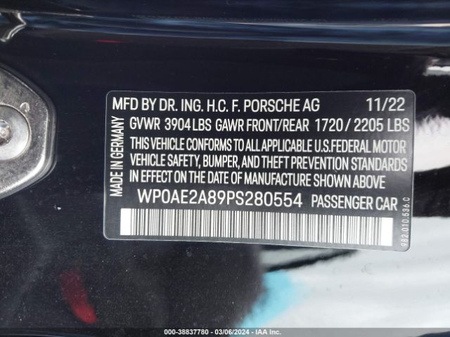 2023 PORSCHE 718 CAYMAN WP0AE2A89PS280554 Photo 8