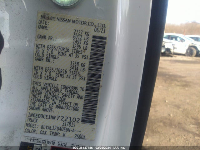 Nissan Frontier King Cab S 4x2 2021 1N6ED0CE1MN722102 Image 9
