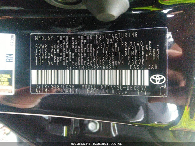 Toyota COROLLA SE 2024 5YFP4MCE3RP169871 Image 9