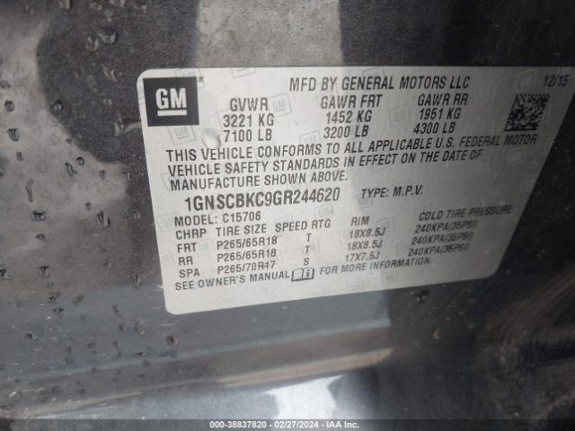1GNSCBKC9GR244620 Chevrolet Tahoe Lt