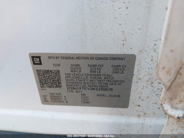 Chevrolet EQUINOX LT 2019 2GNAXTEV2K6226676 Image 9