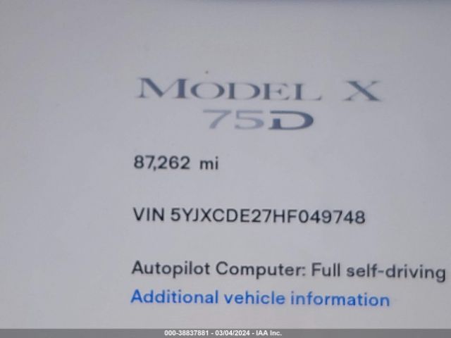 5YJXCDE27HF049748 Tesla Model X 100d/75d/90d