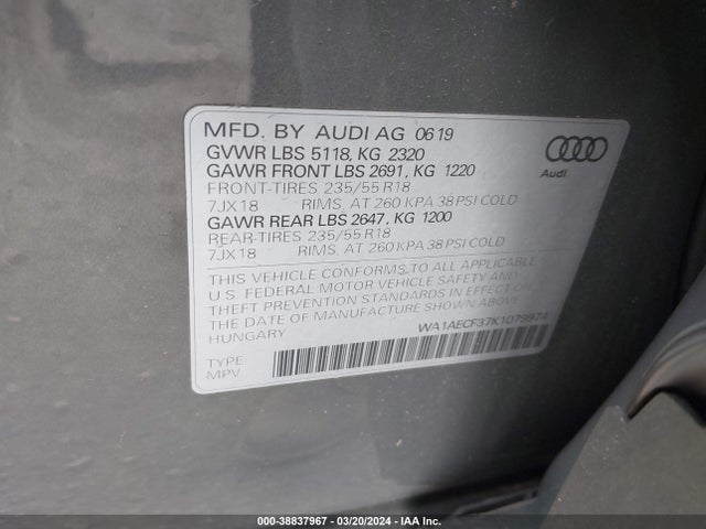 WA1AECF37K1079974 Audi Q3 2.0t Premium