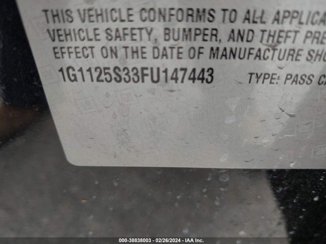 Chevrolet Impala 2lt 2015 1G1125S33FU147443 Image 9