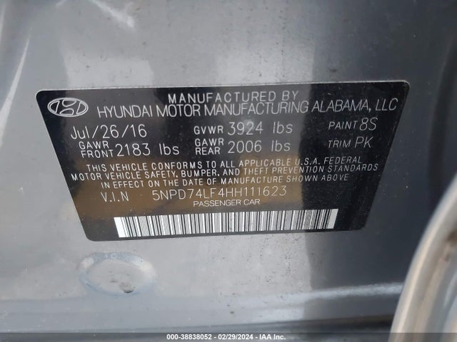 Hyundai ELANTRA SE 2017 5NPD74LF4HH111623 Image 9
