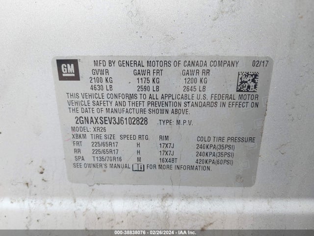 Chevrolet EQUINOX LT 2018 2GNAXSEV3J6102828 Image 9