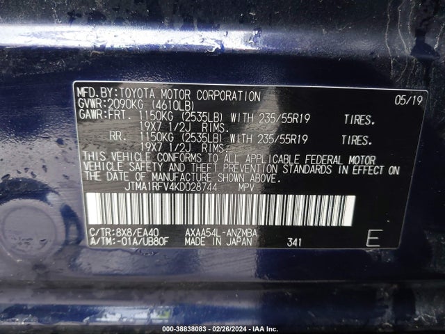 Toyota Rav4 Xle Premium 2019 JTMA1RFV4KD028744 Image 9