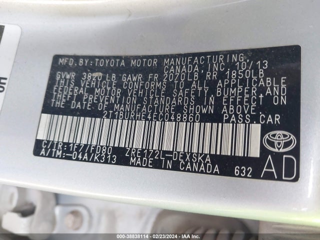 Toyota Corolla S Plus 2014 2T1BURHE4EC048860 Image 9