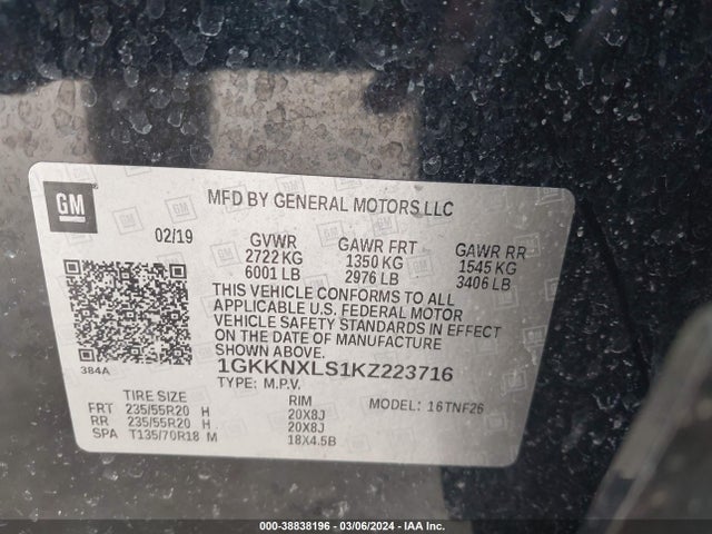 GMC Acadia Denali 2019 1GKKNXLS1KZ223716 Image 9