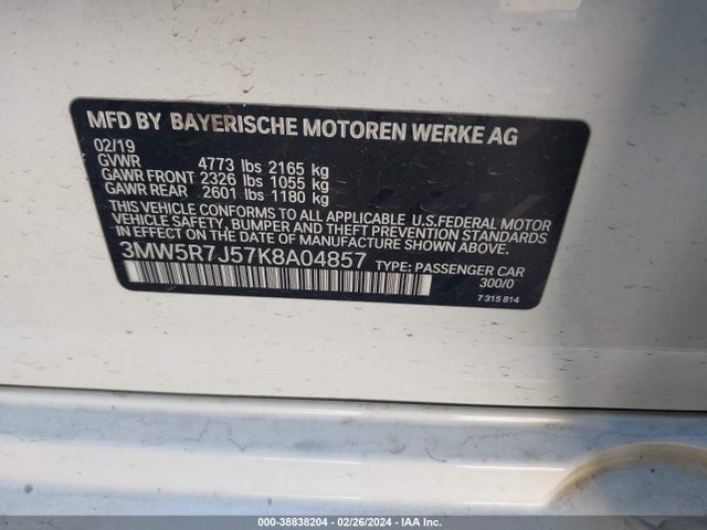 BMW 330i Xdrive 2019 3MW5R7J57K8A04857 Image 9