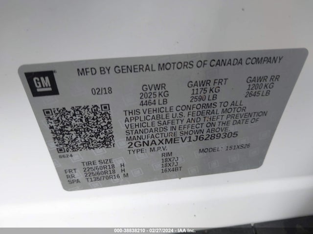 Chevrolet Equinox Premier 2018 2GNAXMEV1J6289305 Image 9