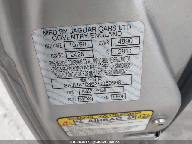 1999 JAGUAR XJ8 SAJHX1046XC859689 Photo 8