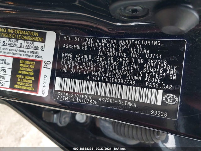 Toyota CAMRY LE 2014 4T4BF1FK1ER392798 Image 9