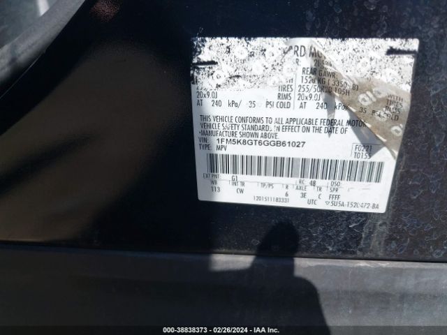 1FM5K8GT6GGB61027 Ford EXPLORER SPORT