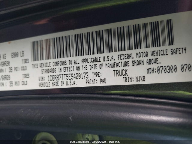 RAM 1500 Big Horn 2014 1C6RR7TT5ES420173 Image 9