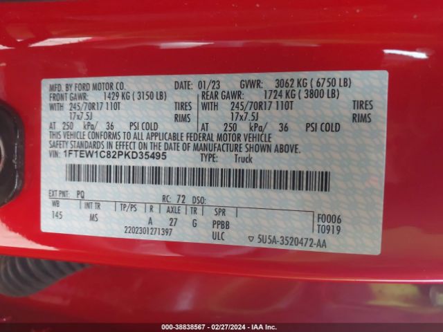 1FTEW1C82PKD35495 Ford F-150 Xlt
