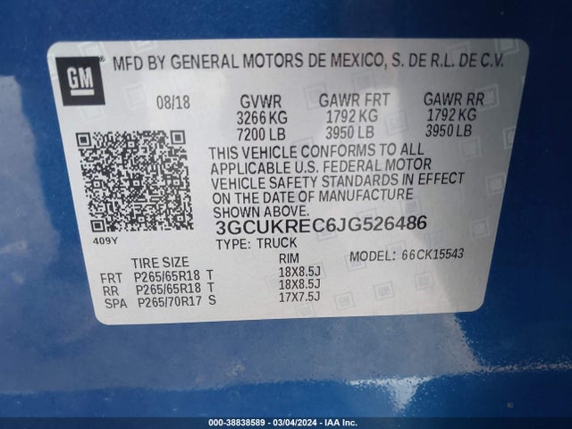 Chevrolet Silverado 1500 2lt 2018 3GCUKREC6JG526486 Image 9