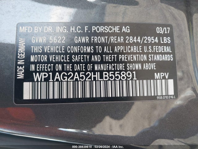 2017 PORSCHE MACAN WP1AG2A52HLB55891 Photo 8