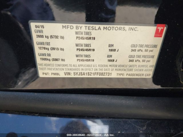 5YJSA1S21FF082731 Tesla Model S 70d/85d/p85d