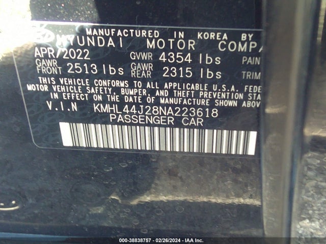 Hyundai Sonata Sel Plus 2022 KMHL44J28NA223618 Image 9