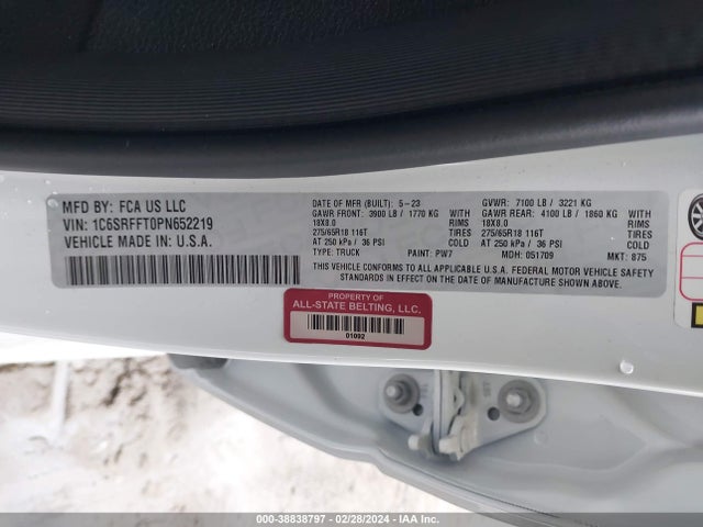 RAM 1500 Big Horn  4x4 5'7 Box 2023 1C6SRFFT0PN652219 Image 9
